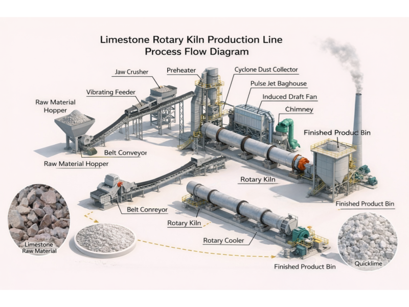 Flow Chart of Lime Rotary Kiln Production Plant