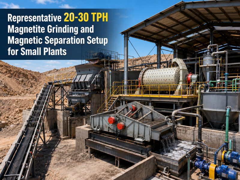Representative 20-30 TPH Magnetite Grinding and Magnetic Separation Setup for Small Plants
